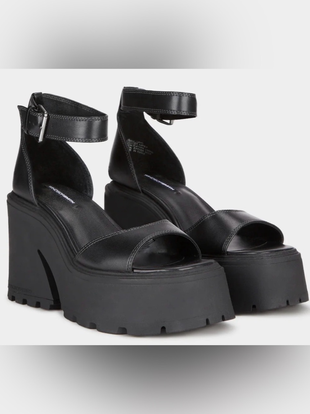 Windsor Smith Black Chunky Platform Ankle-Strap Sandals